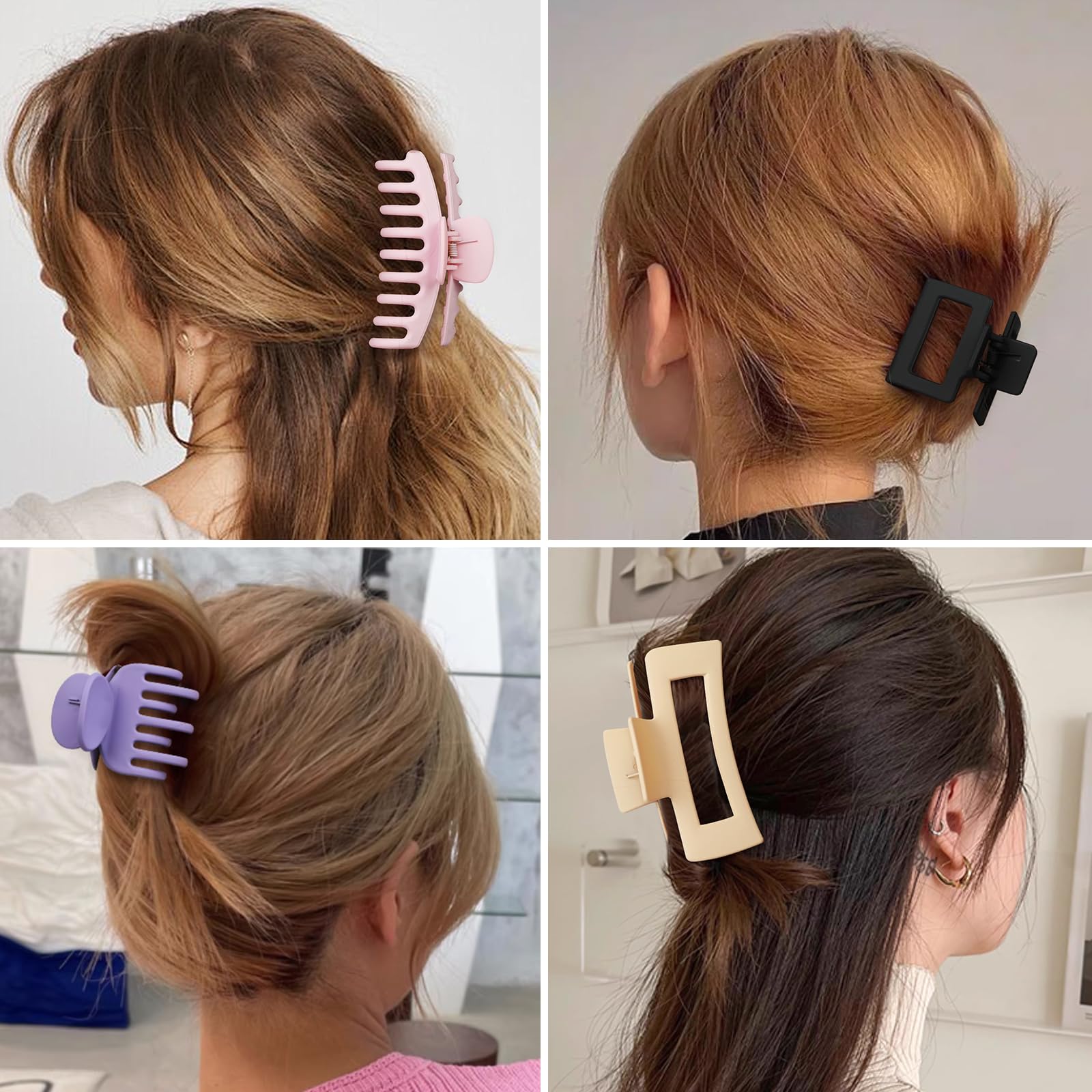 16 Pcs Nonslip Banana Clips for Women - Large and Small Matte Claws with Strong Hold for Thin, Thick, or Curly Hair
