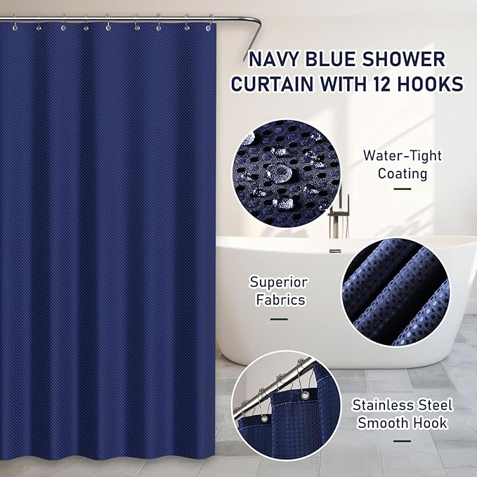 InnJoey Bathroom Accessory Set - Bathroom Set, 12PC Bathroom Accessories Set, Navy Blue Bathroom Accessories Set, Mini Trash Can, Toilet Brush, Trash Can & Soap Dispenser