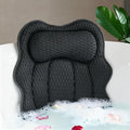 Joeyset Bath Pillow for Tub, 4D Air Mesh Breathable Fabric, Soft Supportive Bathtub Cushion for Head Neck Back, Ergonomic Spa Pillow with Strong Suction Cups, Quick-Drying, Machine Washable (Black)