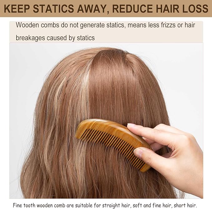 Moreinday Wooden Comb for Hair & Beard, for Scalp Massage & Distribute Oils