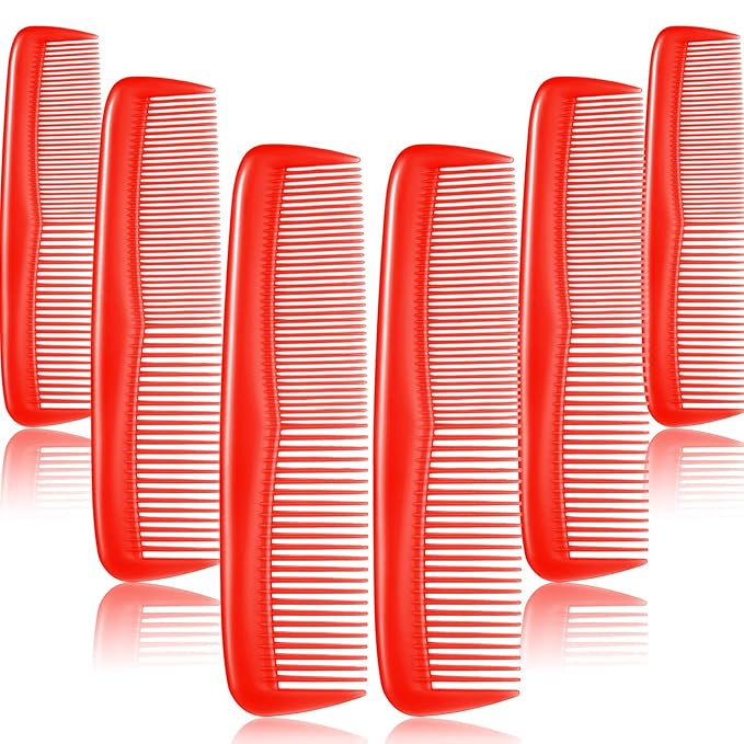 Leinuosen 12 Pieces Pocket Hair Combs, Fine Tooth Combs, Red