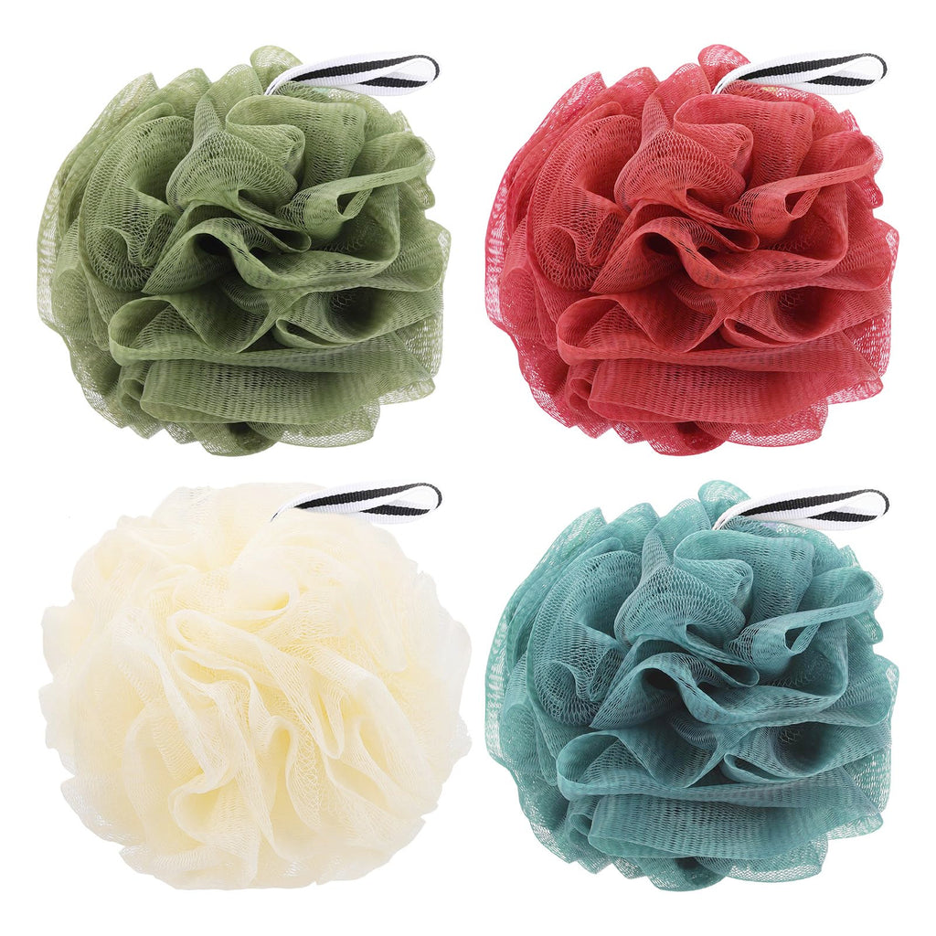 4 Pack Bath Sponge, Bath Shower Loofahs Mesh Pouf Sponge Body Scrubber Exfoliator Scrubber - 50g/Piece