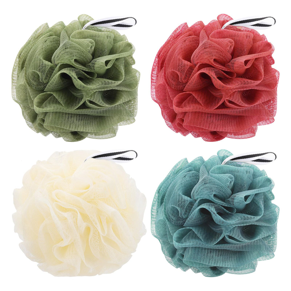 4 Pack Bath Sponge, Bath Shower Loofahs Mesh Pouf Sponge Body Scrubber Exfoliator Scrubber - 50g/Piece
