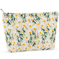 ZLFSRQ Daisy Flower Makeup Bag Travel Cute Floral Cosmetic Bag for Women Girls Small Embroidery Makeup Zipper Portable Storage Toiletry Pouch for Purse Aesthetic Christmas Essential Cosmetic Organizer