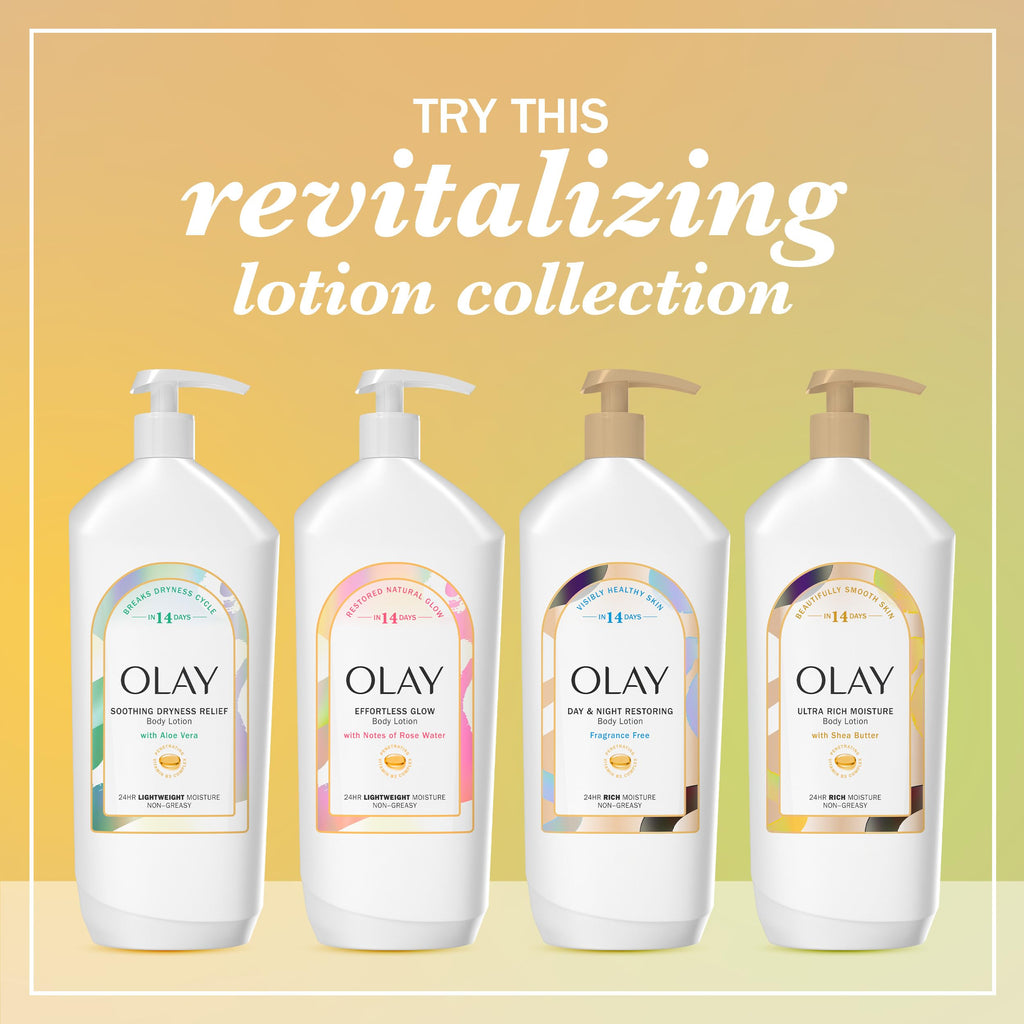 Olay Body Lotion for Women, Ultra Rich Moisture, 24hr Moisturizing & Deep Hydration, Absorbs Instantly, Penetrating Vitamin B3 Complex, For All Skin Types, Shea Butter Scent, 18 fl oz