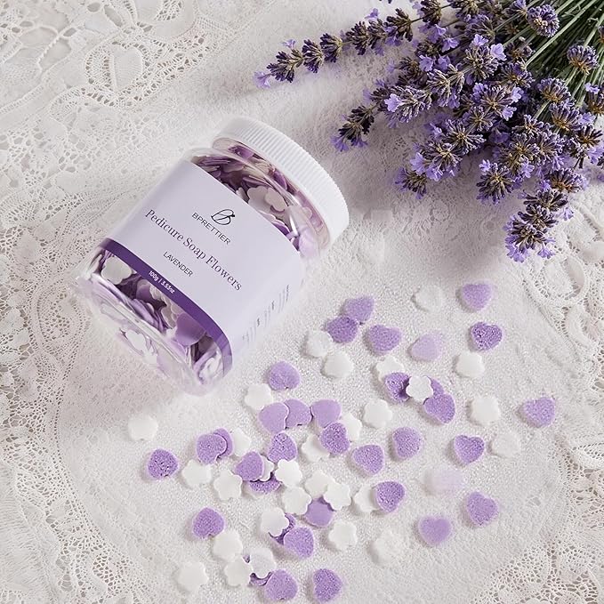 Pedicure Soap Flowers Foot Soak Petals Sheet for Softens Dead Skin Moisturizing Relaxing Spa Feet Birthday Pedi Nail Party (Lavender)