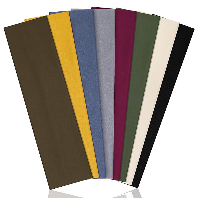 Ztomine 8 Pack Headbands for Women Non Slip - Stylish Sports Hair Bands for Women's Hair - Soft Cotton Cloth Stretchy Headbands for Women for Yoga, Outdoor Exercise Running