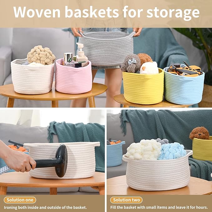 Cute Woven Gift Basket – Beige Empty Gift Basket for Nursery, Baby Shower Gifts, Birthday, Wedding, Burr Baskets for Valentines Day,, Decorative Storage Bin for Toys, Diapers, Books