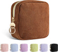 Playexen Period Bag for Purse, Corduroy Sanitary Napkin Storage Bag, Brown
