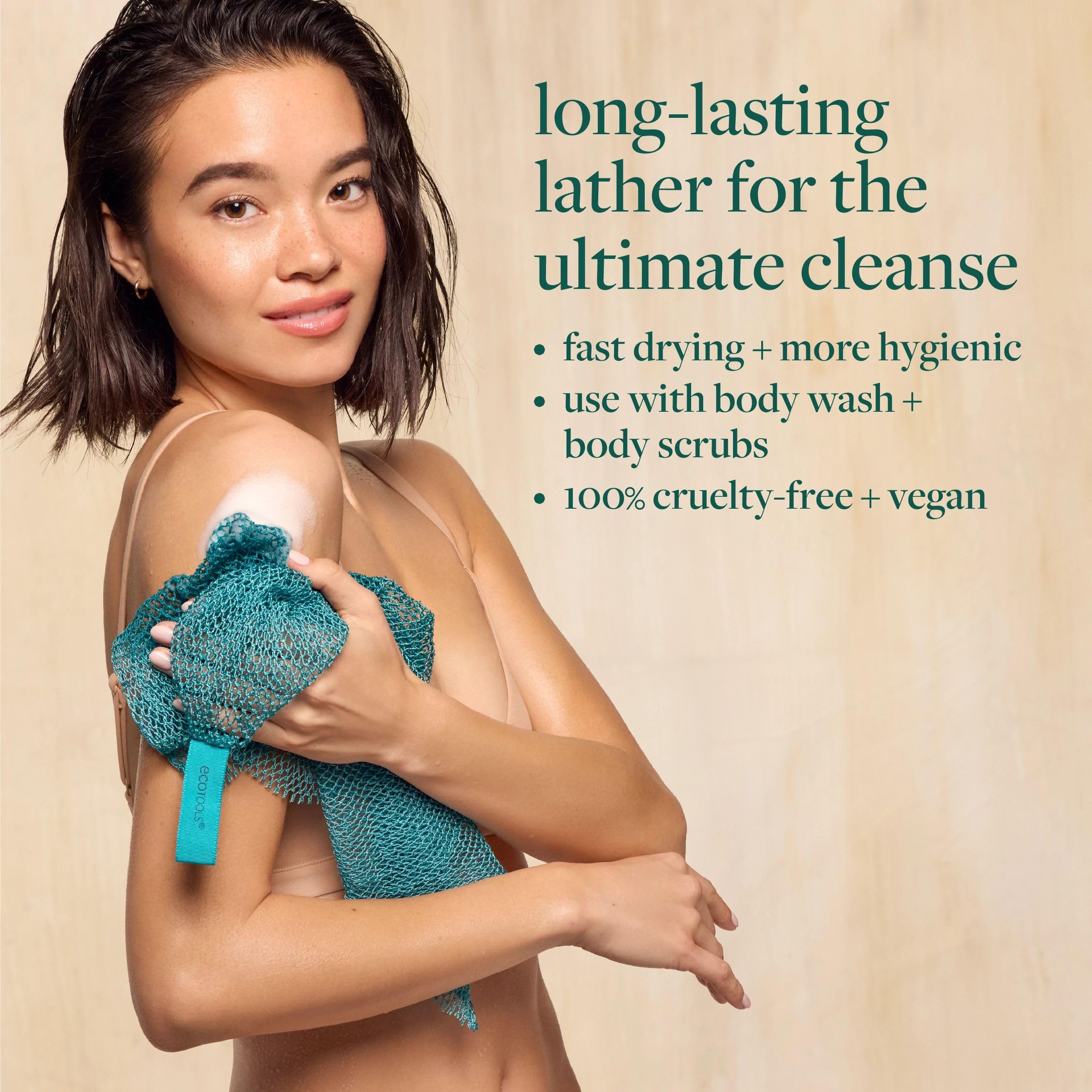 EcoTools Exfoliating Bath Net, Inspired By African Net Sponge, Exfoliates & Cleanses Whole Body, Flexible & Reusable, Eco-Friendly Body Scrubber, Vegan & Cruelty-Free, 1 Count
