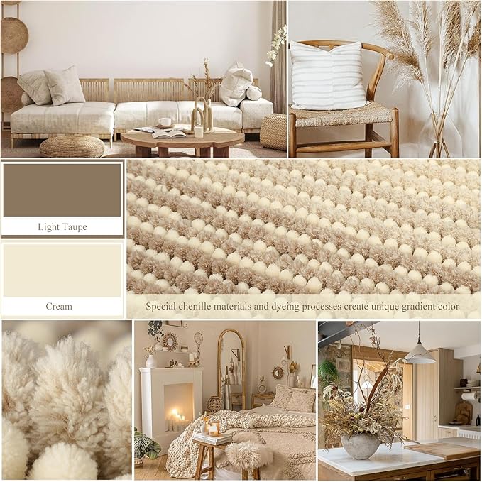 BSICPRO Large Bathroom Rugs, Bath Mat Rug for Bath Non Slip 20 x 47 Inches Water Absorbent Chenille Bathroom Runner Rugs Floor Mats Machine Washable (Tan)