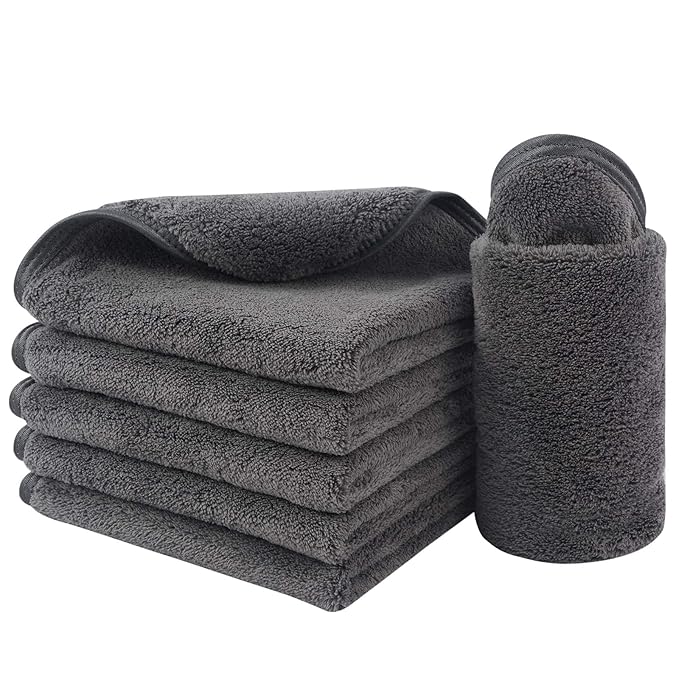 SINLAND Microfiber Facial Cloths Fast Drying Washcloth 12inch x 12inch Absorbent Face Wash Cloth Soft Makeup Remover Cloths