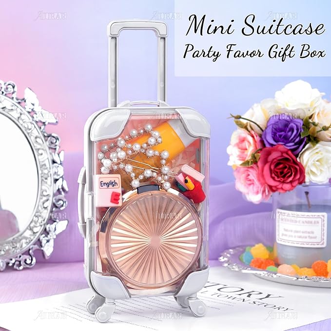 AUEAR, 1 Pack False Eyelashes Box Suitcase Packaging Pink Mini Trolley Candy for Lashes
