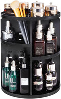 seinlife 360 Rotating Makeup Organizer,DIY Adjustable Spinning Holder,Foldable Cosmetic Storage Display box,Large Capacity Make up Caddy Shelf,Fits Countertop Vanity and Bathroom (BLACK)