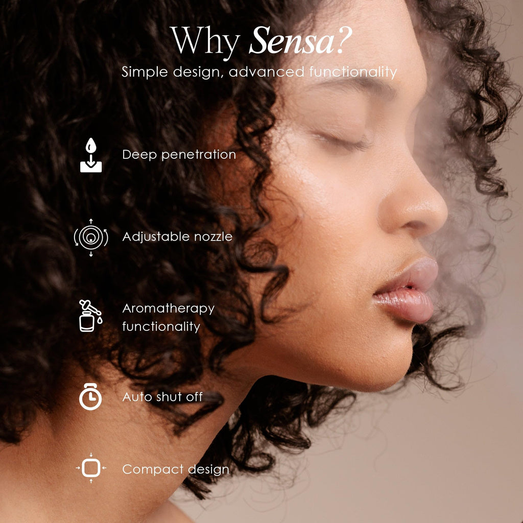 Sensa | Nano Ionic Facial Steamer by Project E Beauty | Deep Pore Cleansing | Warm Mist Sprayer | Detoxify & Clarify Complexion | Moisturize & Hydrate | Home Face Sauna | with 3 Essential Oil Baskets