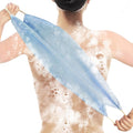 Culture Gifts Extended Exfoliating Back Scrubber with Handles, Nylon Cleaning Exfoliator Washcloth for Body, Stretchable Pull Strap Soft Quick-Drying Rough Scrub Towel, Blue
