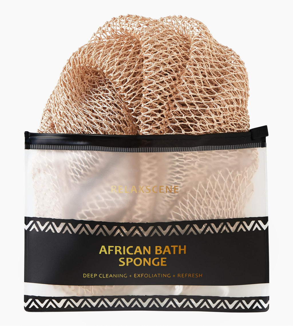 African Net Sponge Authentic - Exfoliating Back Scrub Bath Sponge with Knots - Afro Scrub Body Scrubber Exfoliator Washcloth - African Body Care Daily Use Shower Essentials