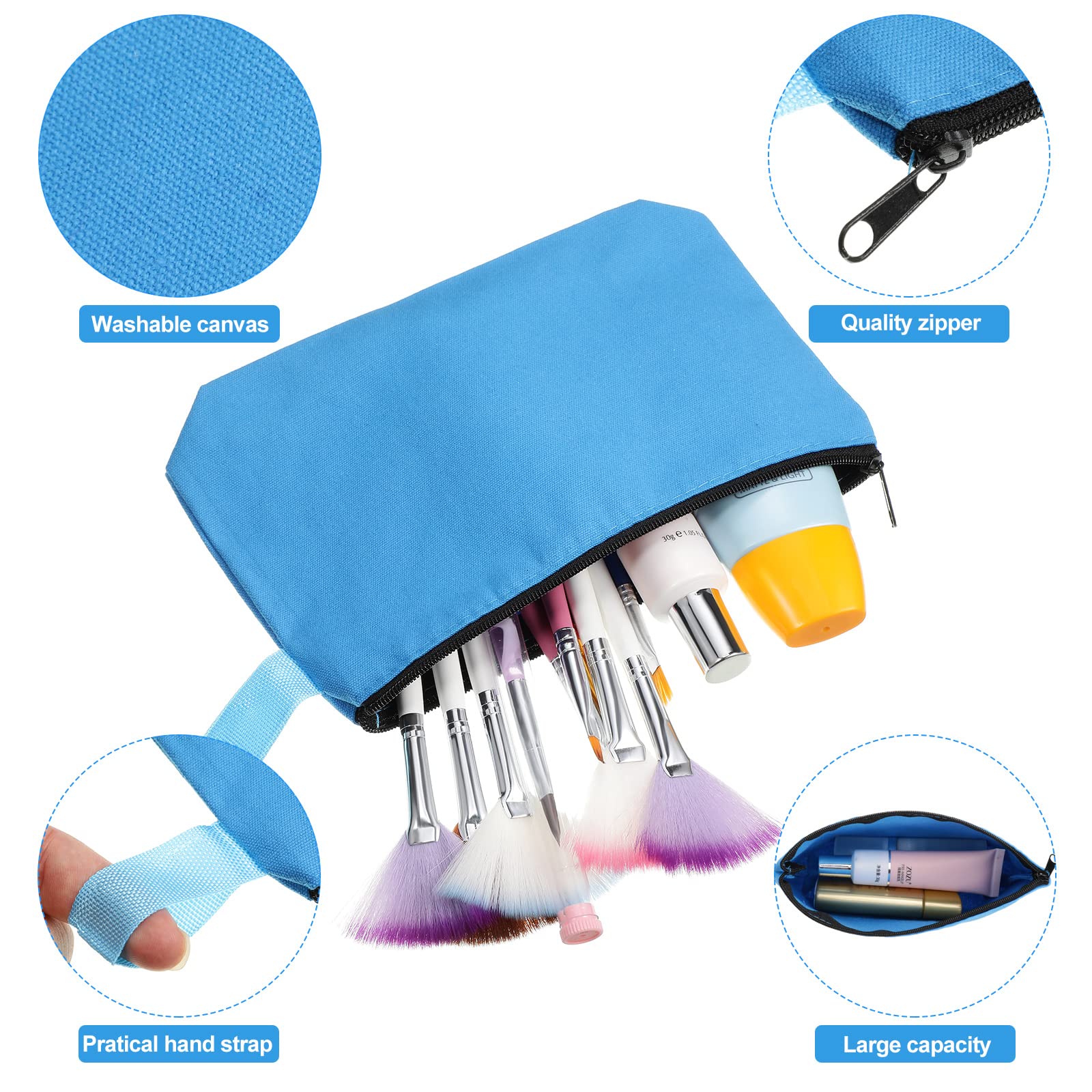 Saintrygo 30 Pcs Canvas Makeup Bags Bulk, Travel Cosmetic Zipper Pouch Blank DIY Multipurpose Toiletry Bag Hygiene Pouch for Women Purse Pencil Case (7.5 x 5 x 1.8 Inch,Classic)