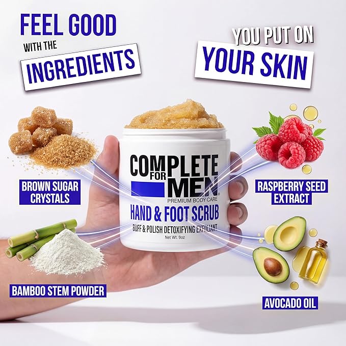 Hand and Foot Scrub: Exfoliating Feet, Hand Exfoliant, Sugar Scrub for Dry Skin, Moisturizing Rough Skin Remover, Ideal for Hands and Feet Care, Scrub for Men