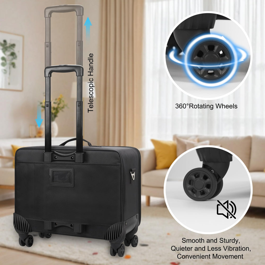 MONSTINA Rolling Makeup Train Case, Cosmetology Case on Wheels Makeup Artist Bag Professional Cosmetics Beauty Hairdresser Bag Hairstylist Cosmetic Bag with 4 Bags Extra Large Makeup Bag with Wheels