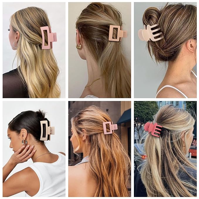 SMKSL 3 Styles Hair Clips for Women Small Medium Big Claw Clips for Thin Thick Hair 12 Pcs Hair Claw Clips Hair Clips Combination Hair Accessories for Women (Pink)