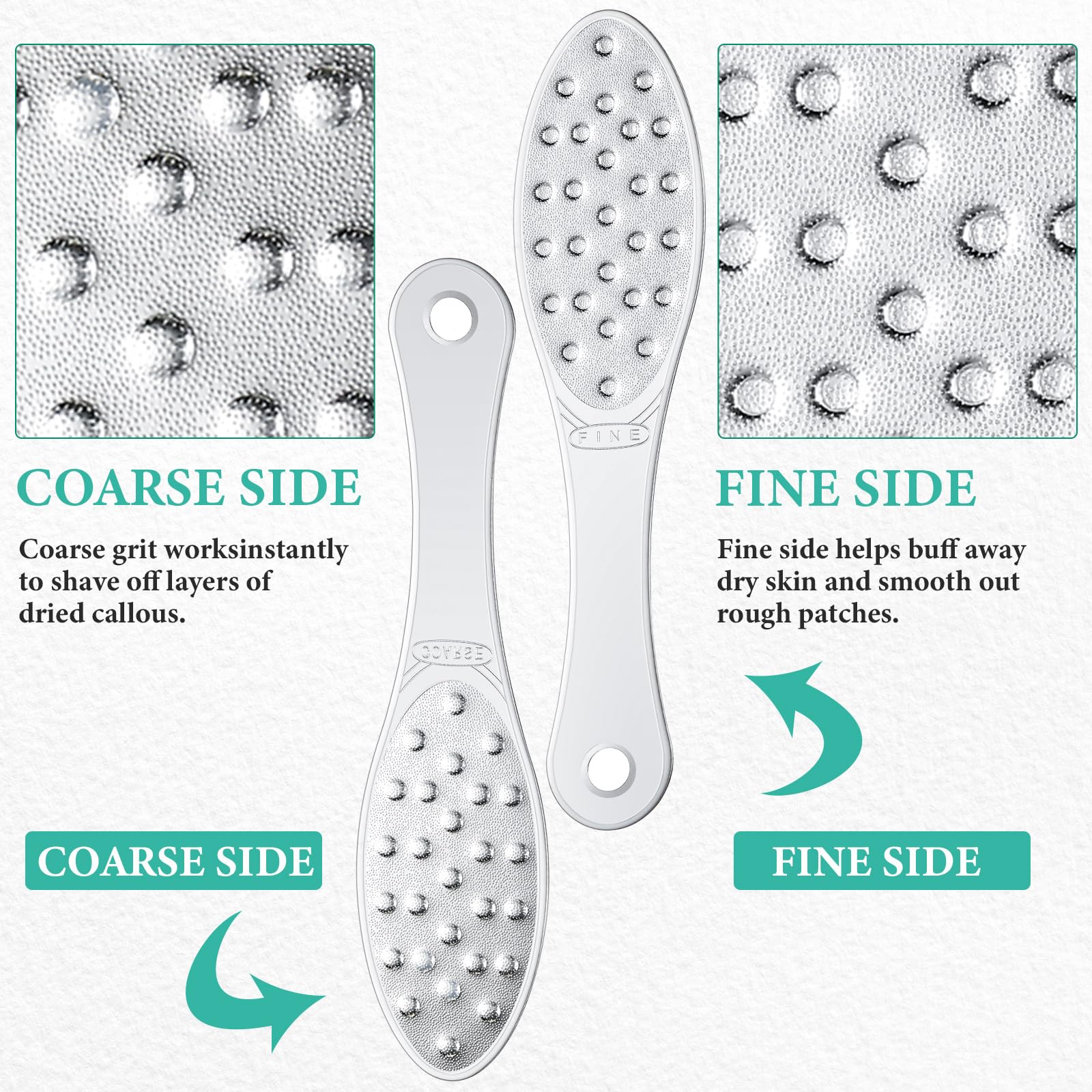 1 Pcs Stainless Steel Foot File Callus Remover Double Sided Metal Foot Scraper Rasp Scrubber for Wet or Dry Skin Professional Pedicure Tool for Hard Skin Cracked Heels Feet (Classic Style)