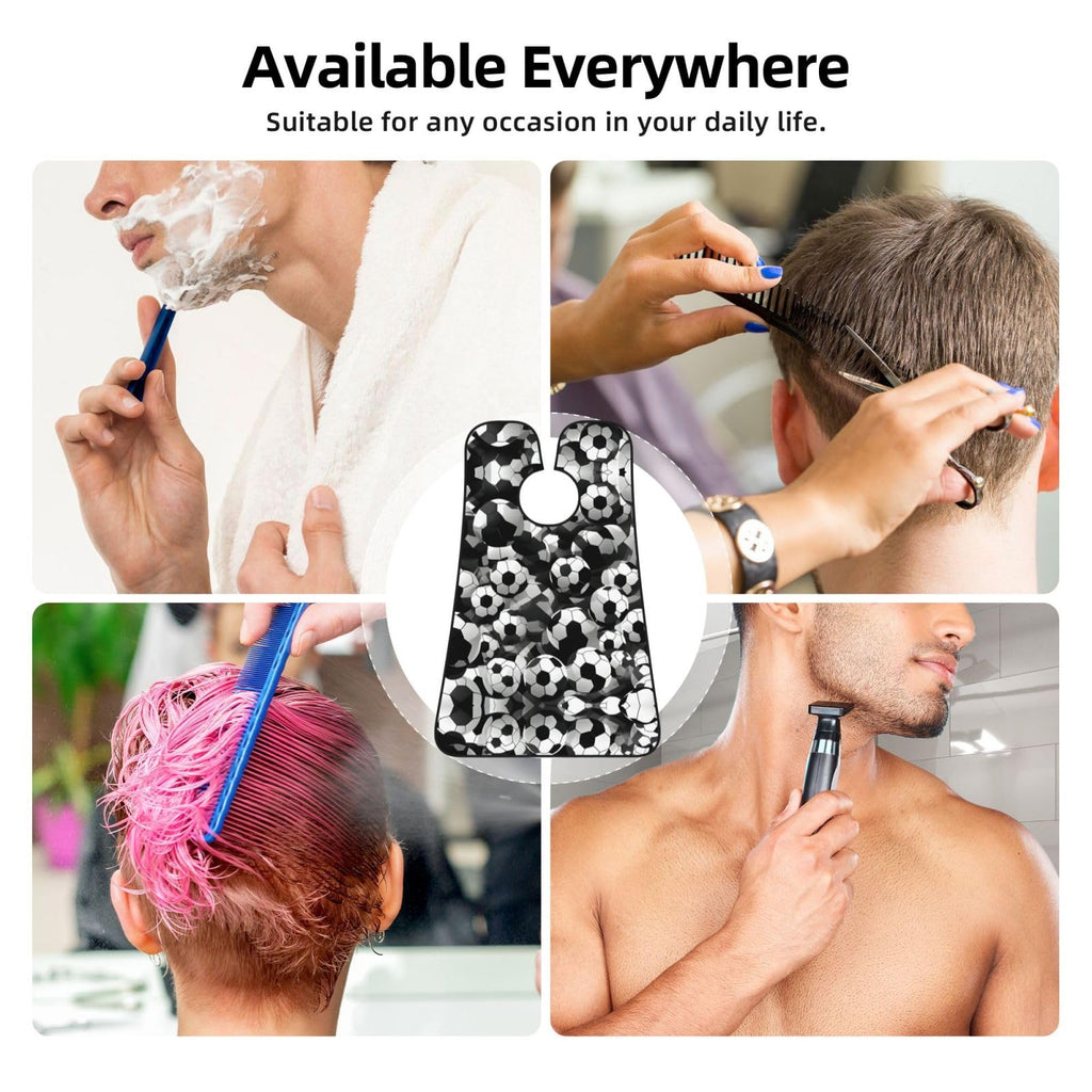 YQxwJL Black And White Soccer Ball Pattern Print Beard Bib Shaving Apron, Beard Hair Trimming Cape Gift For Dad