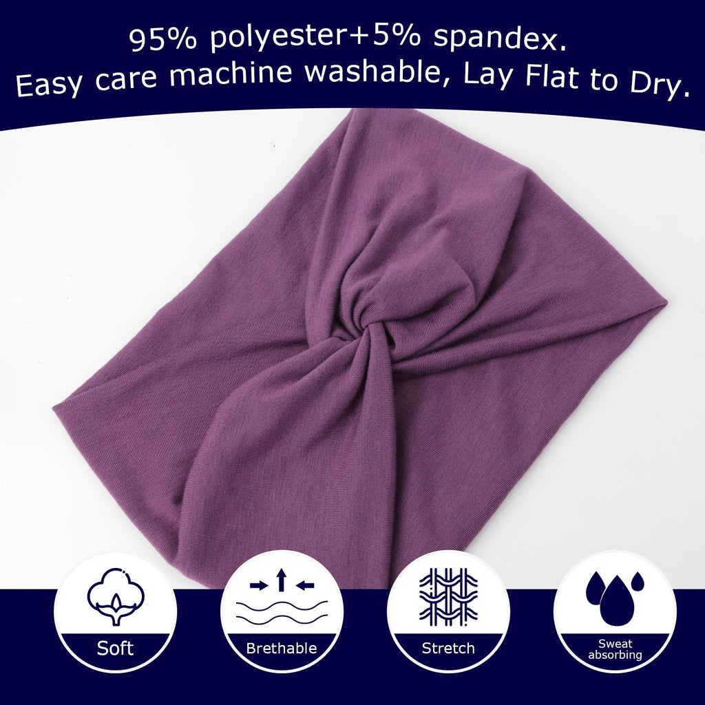 DRESHOW 4 Pack Turban Headbands for Women Wide Vintage Head Wraps Knotted Cute Hair Band Accessories
