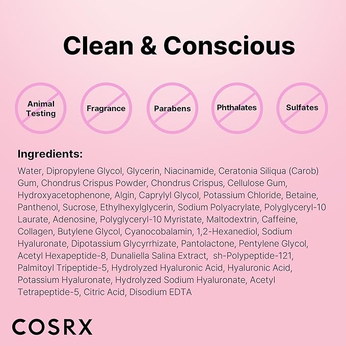 COSRX Pink Peptides Collagen Hydrogel Eye Patch for Puffy Eyes, Cooling & Firming Under Eye Patches with 4-Peptide & Caffeine (60), Depuffing Gel Eye Mask, Korean Skin Care