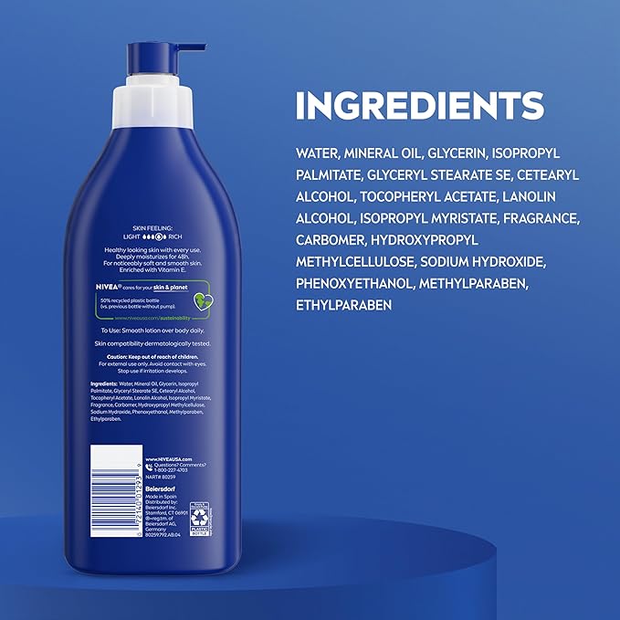 NIVEA Original Moisture Body Lotion with Vitamin E, 16.9 Fl Oz Pump Bottle