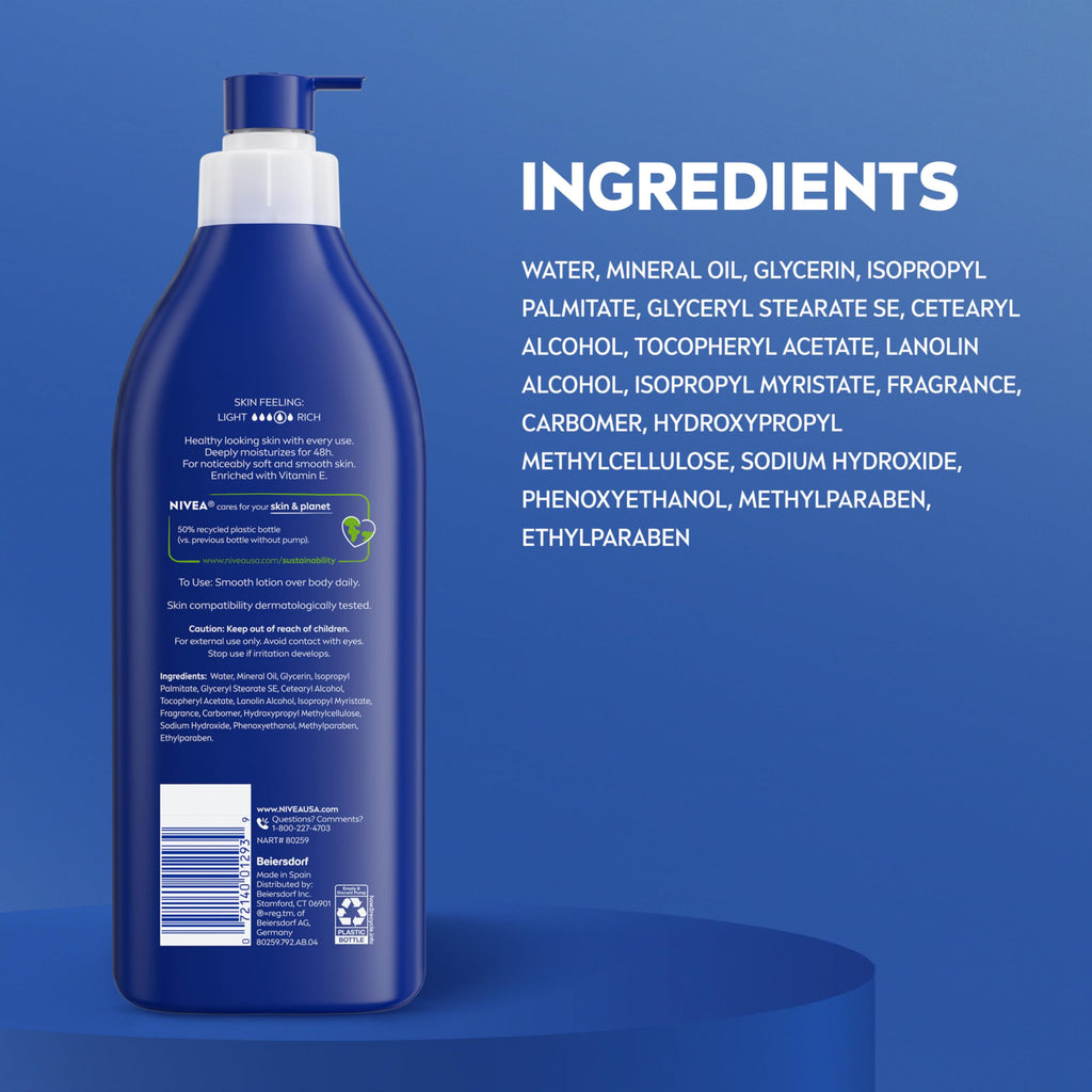 NIVEA Original Moisture Body Lotion with Vitamin E, 16.9 Fl Oz Pump Bottle