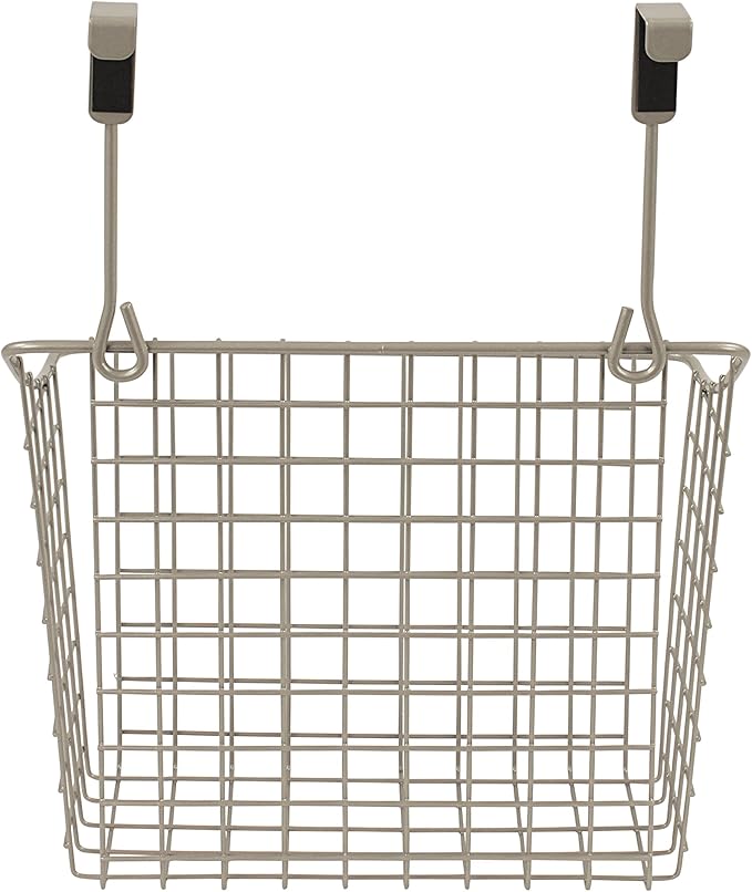 Spectrum Grid Over The Cabinet Wire Storage Basket Large (Satin Nickel Powder Coat) - Organizer for Bathroom, Kitchen, Under Sink, Pantry, Hair Tools, & More (Pack of 2)