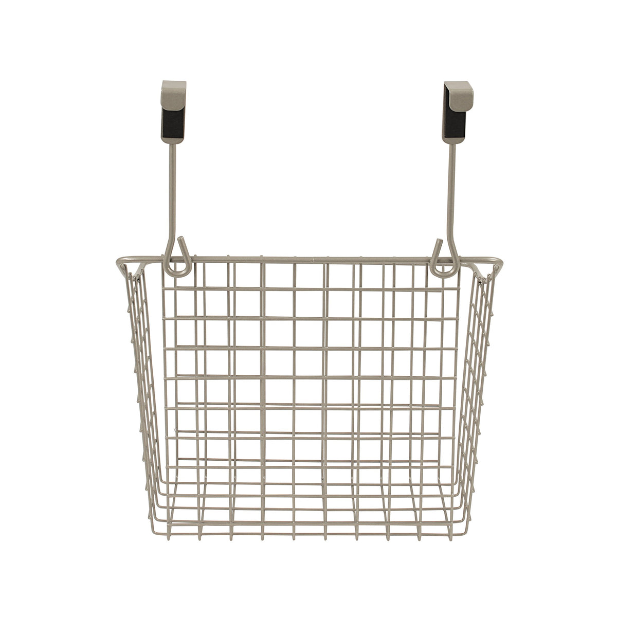 Spectrum Hanging Baskets for Organizing (Large, Satin Nickel) - Grid Over the Cabinet Wire Basket for Kitchen or Bathroom - Door Hanging Storage Organizer for Cleaning Supplies, Washcloths, & Towels