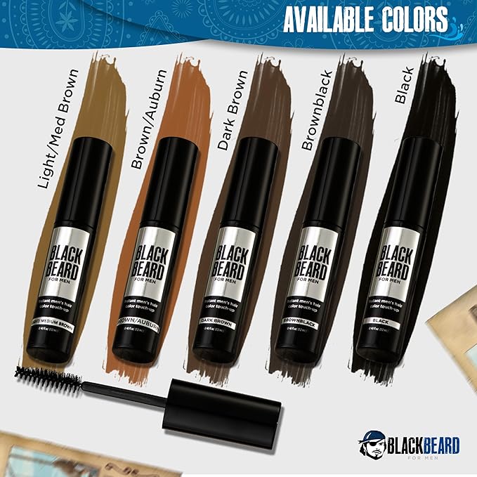 Blackbeard for Men Beard Color – 1-Day Beard, Mustache, Eyebrow, Sideburns Color – Temporary Facial Hair Tint - Hypoallergenic Beard Dye Alternative – Up to 45 applications – Dark Brown, 3 Pack