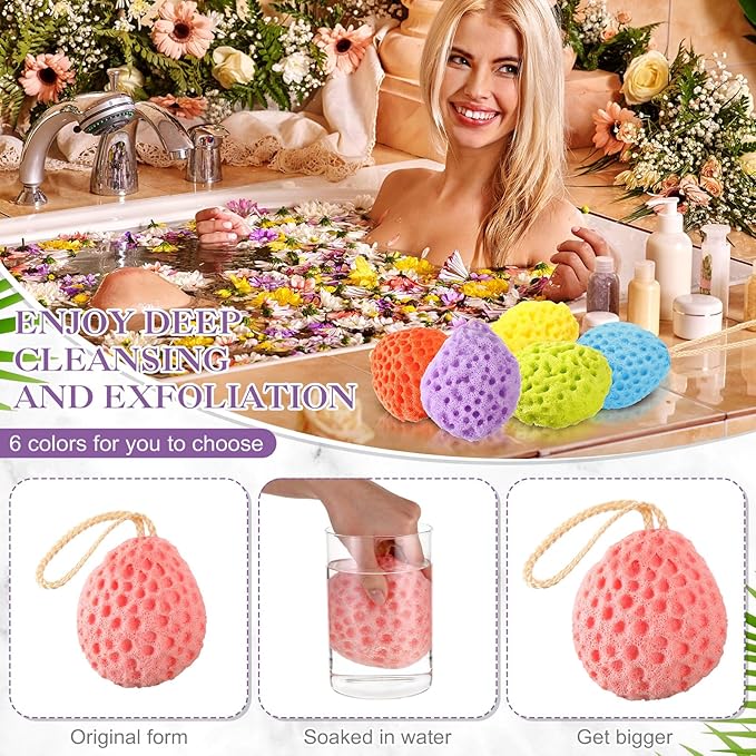 FoldTier 36 Pcs Bath Sponge Deep Cleansing Body Loofah Gentle and Deep Exfoliating Body Scrubber Bath Accessories Men Women Baby Sponge for Bathing Shower (Multicolor)