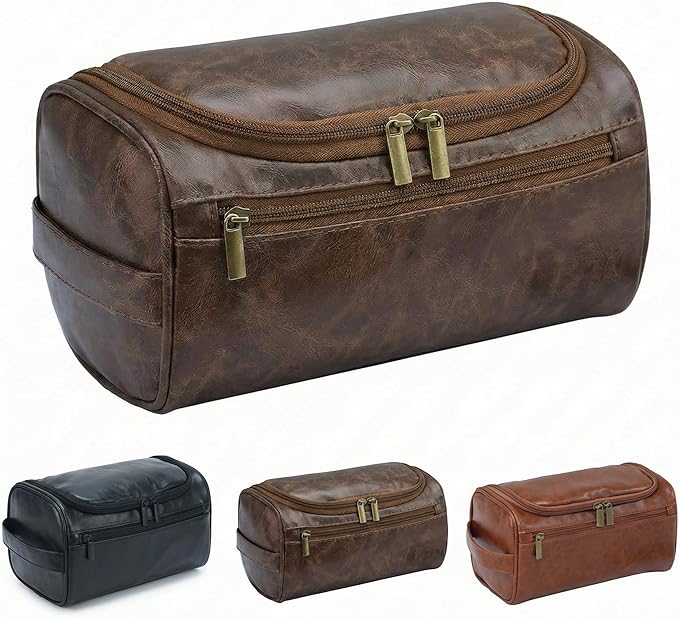 OIMEI Men’s Hanging Toiletry Bag, Large Capacity Travel Dopp Kit Organizer for Business Trip – Waterproof Shaving Bag Multi-Compartment Storage for Grooming Essentials, Bathroom & Gym (Coffee)