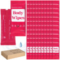 Threlaco 300 Pcs 60 Pack Body Wipes for Adults Bathing No Rinse Individually Wrapped Shower Wipes Washcloth with Aloe Cleansing Body Wash Cloths Disposable Bulk Deodorant Homeless(Rose Background)