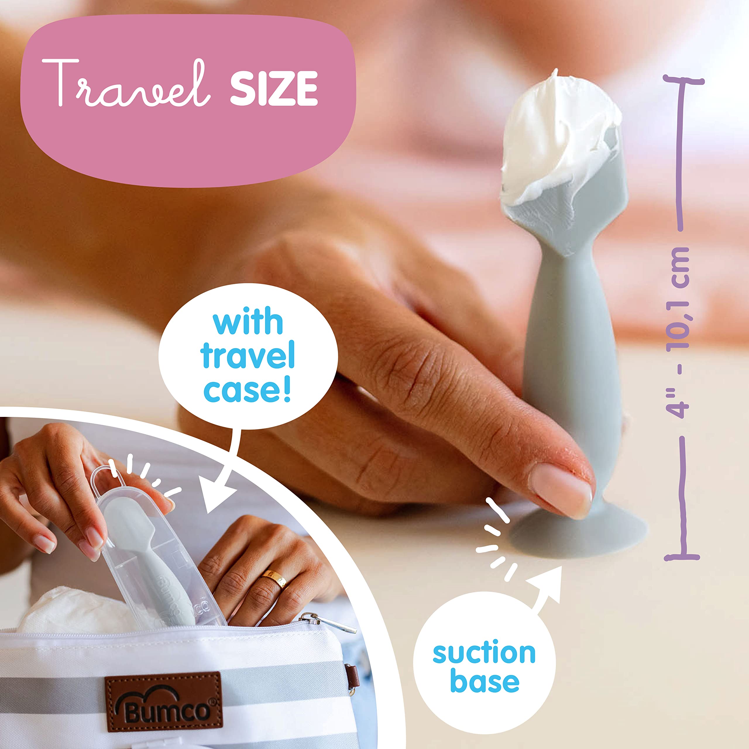 Bumco Travel Baby Diaper Cream Spatula with Protective Travel Case (Gray)