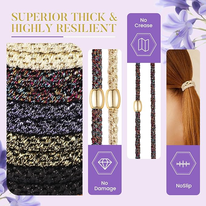 Hair Ties No Damage - 20PCS Ponytail Holders - Elastic Hair Ties for Thick Hair - Braided Hair Bands for Women Girls's Hair - Bright Star