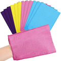 Tatuo 12 Pack Korean Exfoliating Mitt & Cloth, Viscose Rayon Dead Skin Remover Washcloth, Multi Color Body Scrub Towel for Shower Spa Travel(Large,Purple, Yellow, Pink, Blue)