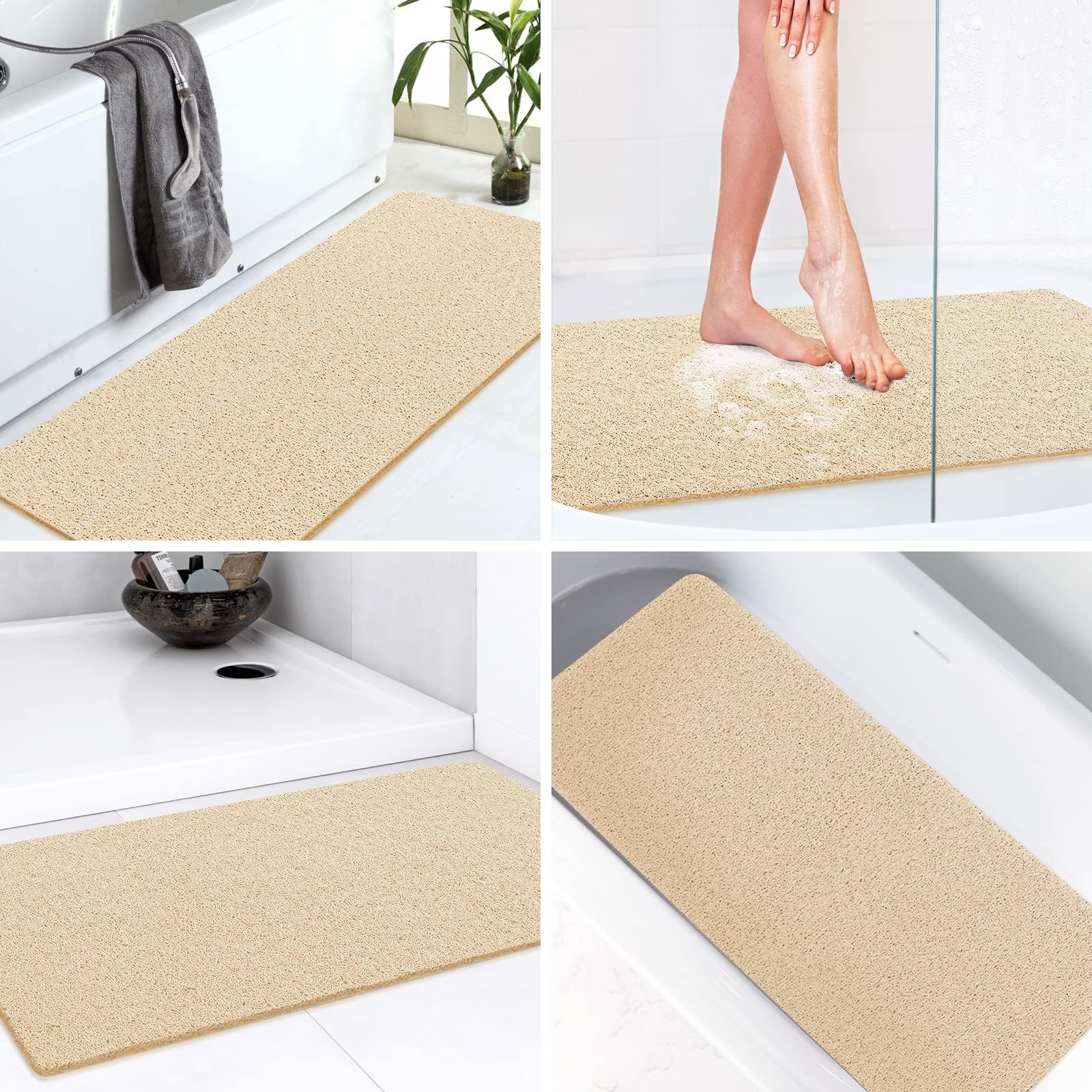 LuxStep Shower Mat Bathtub Mat,Non-Slip Bath Mat with Drain, Quick Drying