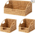 GRANNY SAYS Wicker Storage Basket for Shelves, Wicker Basket with Handles, Trapezoid Woven Baskets for Storage, Decorative Baskets for Home Decor, Natural, 3 Pack