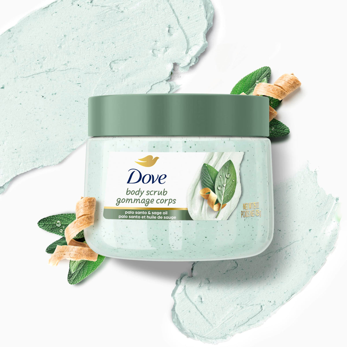 Dove Body Scrub Palo Santo & Sage Oil For Exfoliated 15 OZ
