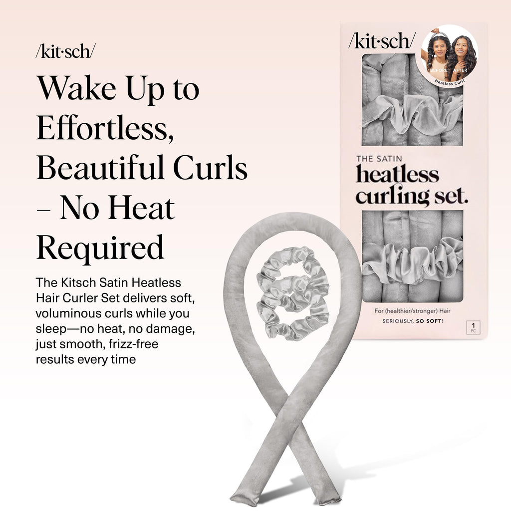 Kitsch Satin Heatless Curls Overnight Set - Silver