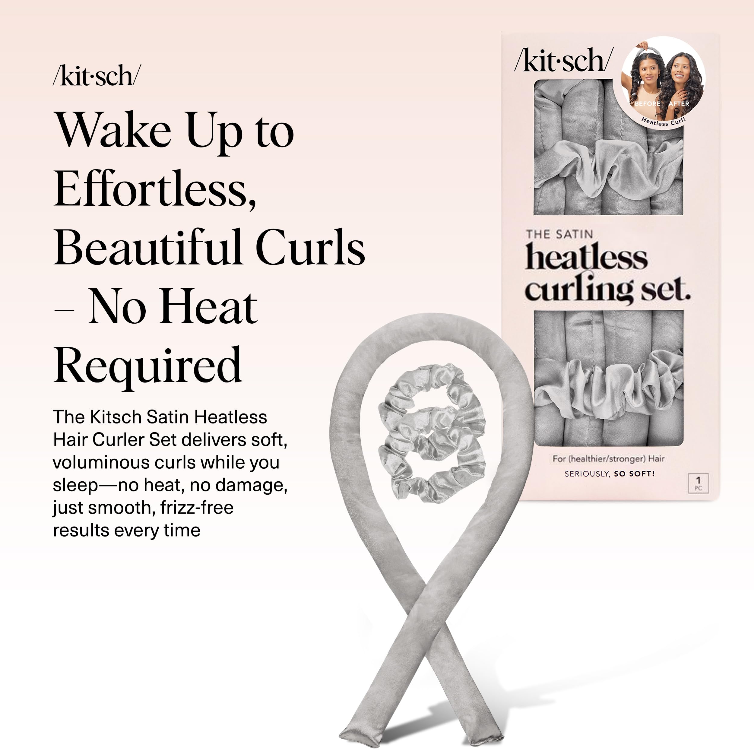 Kitsch Satin Heatless Curls Overnight Set - Silver