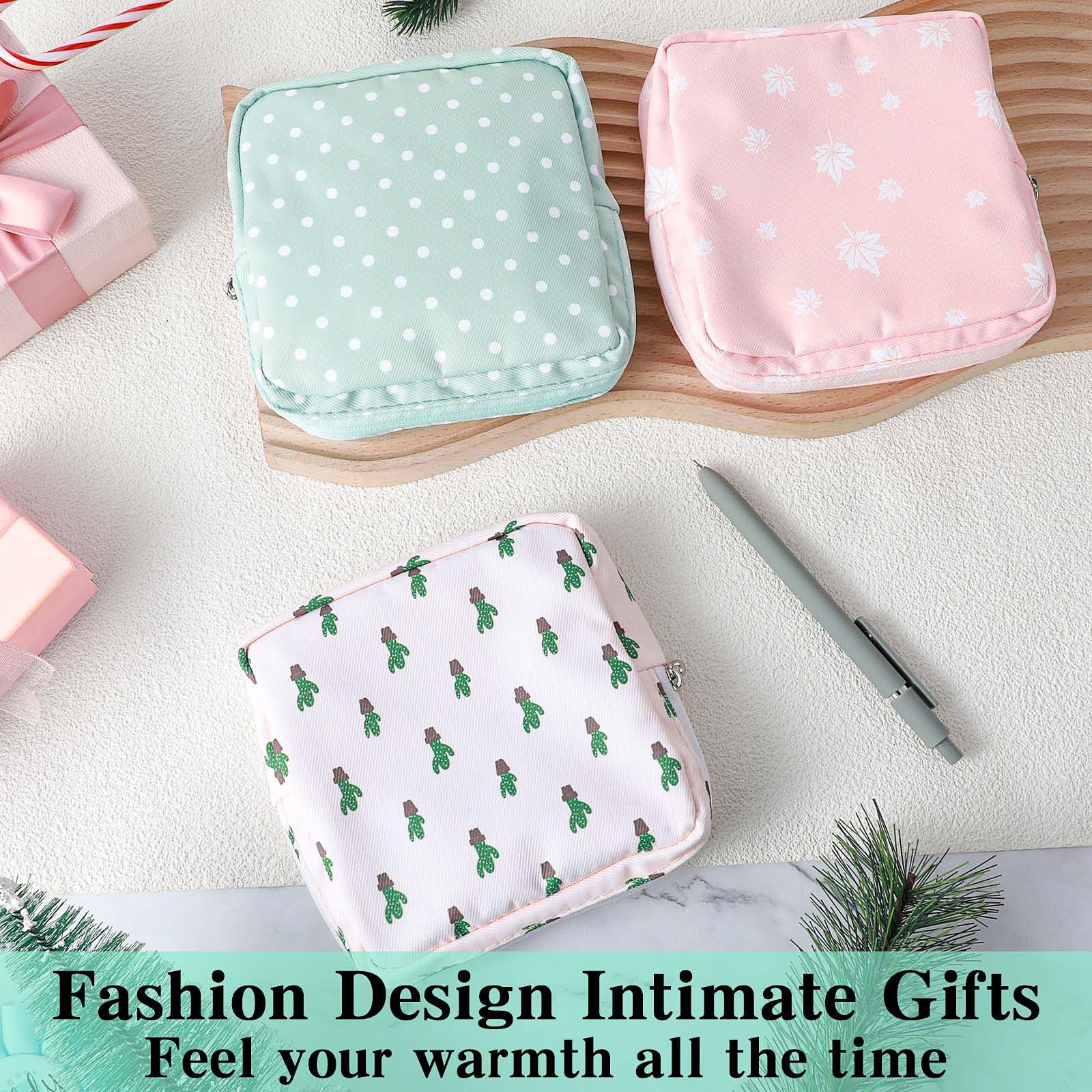 3 PCS Sanitary Pad Storage Bag Portable Period Bag for Pads/Sanitary Napkins/Tampons, Sanitary Napkin Storage Bags First Period Gifts for Daily Hygiene Bags Travel Containers