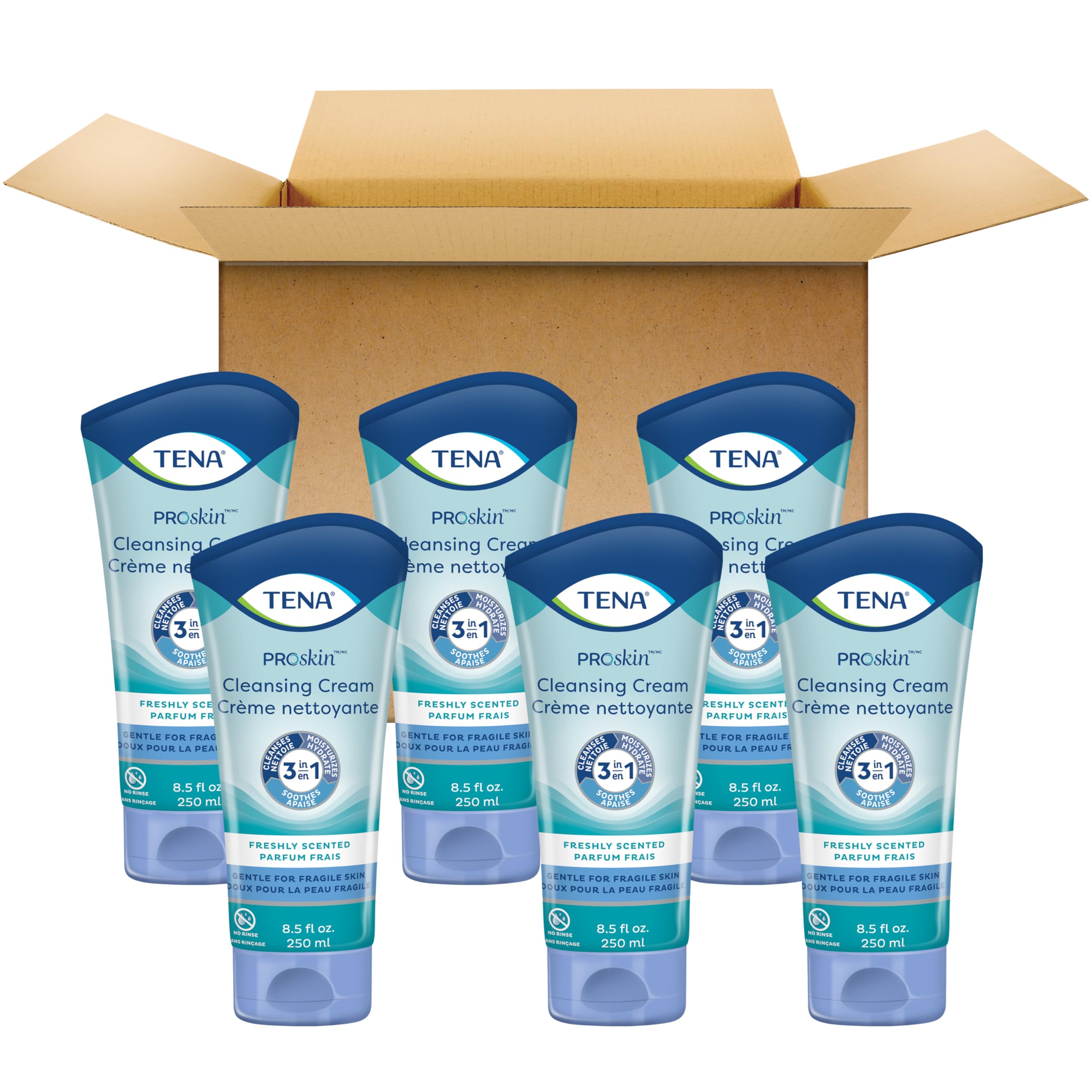 TENA Proskin Cleansing Cream, Rinse-Free, Unisex, 6 ct of 8.5 oz (51 oz)