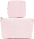 Fammart Corduroy Makeup Bag, Travel Cosmetic Bag Organizer Toiletry Bag Make Up Bags with Zipper & Compartments for Women Girls, 2PCS
