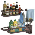 PUSDON 5-in-1 Shower Caddy & Kitchen Organizer Set, Wall Mount Wide Spice Rack with Paper Towel Holder, Utensil Holder, Soap Dish, Rustproof Mesh Baskets Hold 50LBS - Vintage Bronze, Guardrail
