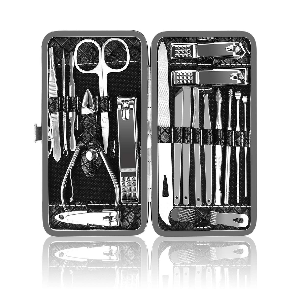 OKOM 19PCS Nail Clipper Set - Professional Manicure Nail Kit for Men Women, Stainless Steel Nail Clippers with Case